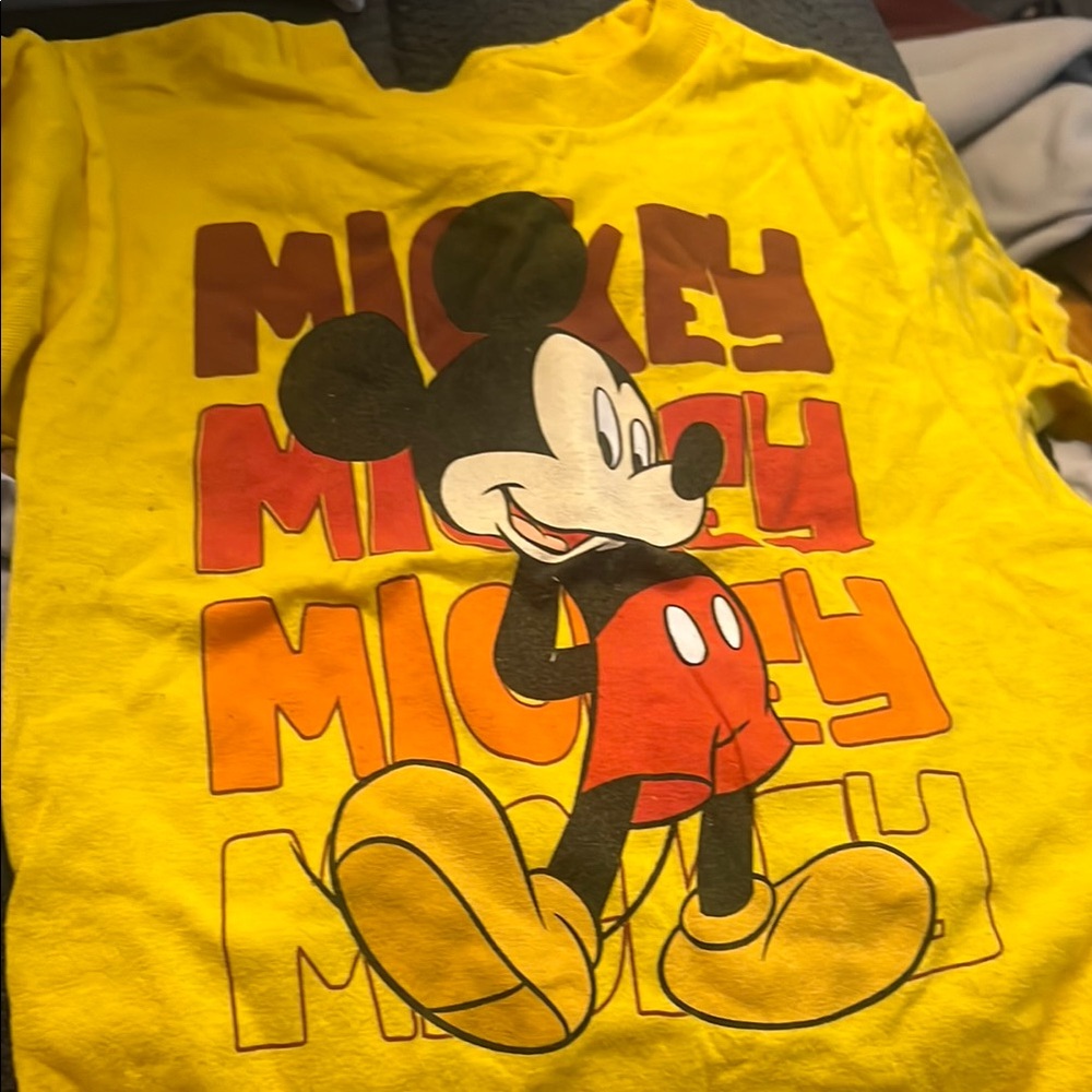 Disney Mickey Mouse Yellow Red Short Sleeve Tee